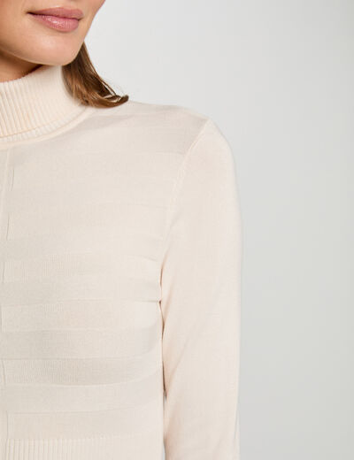 Jersey de cuello alto ajustado marfil mujer