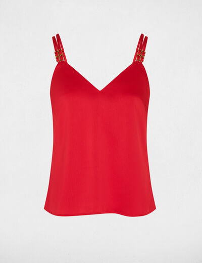 Top sat&eacute;n con tirantes rojo coral mujer