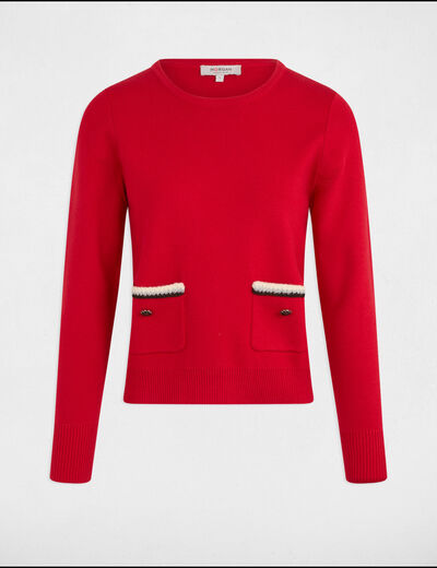 Jersey cuello redondo rojo mujer