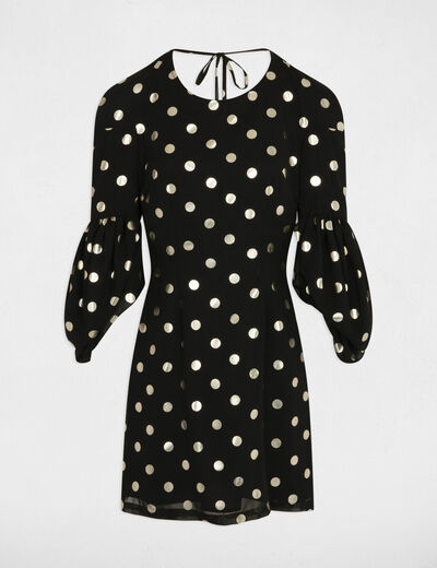 Vestido entallado estampado negro mujer