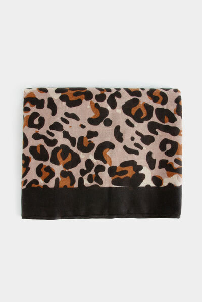 Fular estampado animal marrón mujer