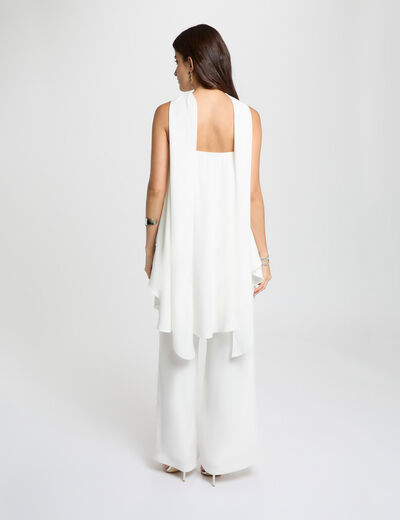 Mono fluido con escote palabra de honor blanco mujer