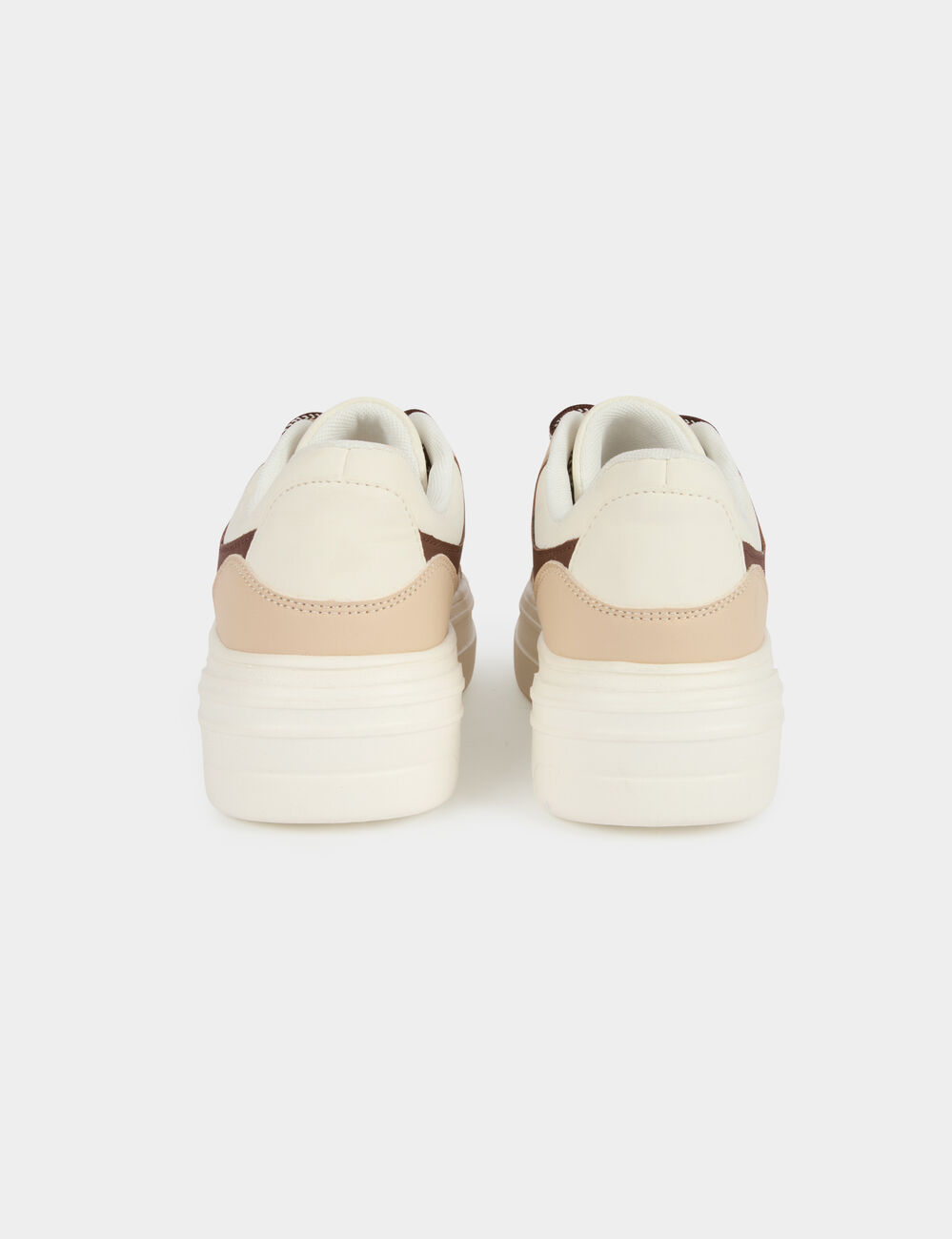 Zapatillas bicolor de piel sint&eacute;tica blanco mujer