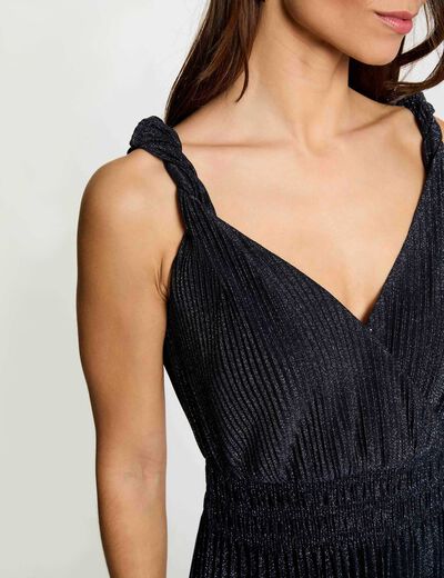 Vestido largo cruzado azul marino mujer