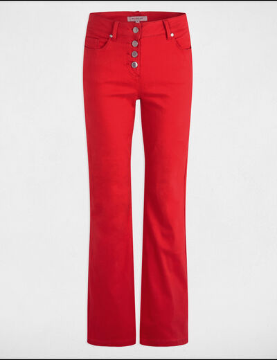 Pantalón boot-cut abotonado rojo mujer