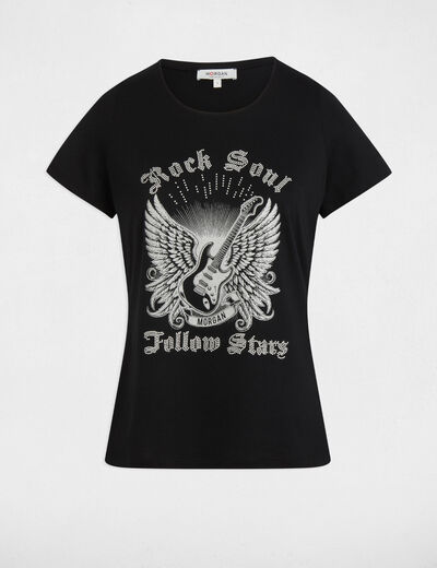 Camiseta con mensaje negro mujer