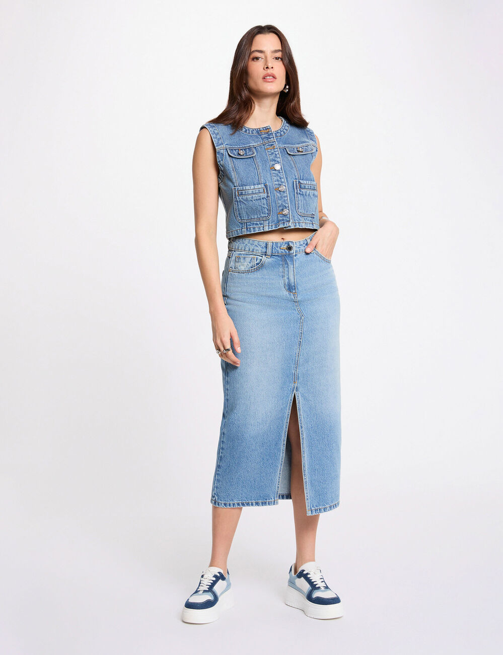 Chaleco vaquero sin mangas denim stone mujer