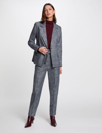 Pantalón estampado de cuadros multicolor mujer