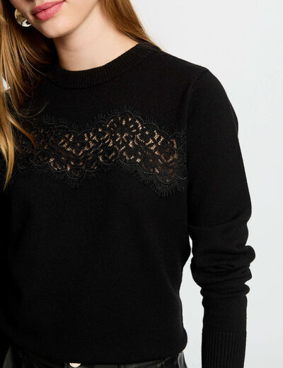 Jersey cuello redondo negro mujer