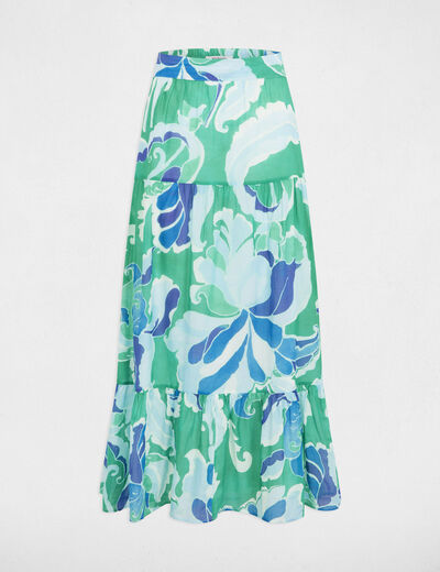 Falda larga estampada multicolor mujer