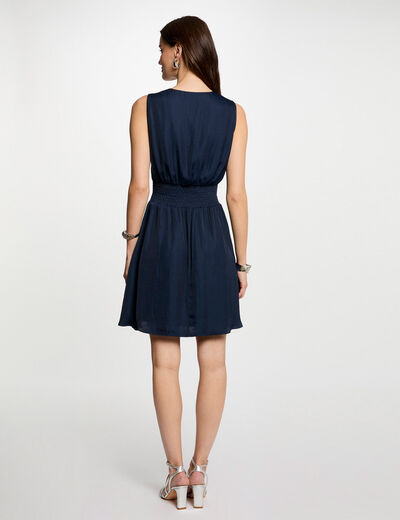 Vestido corto recto holgado azul petróleo mujer
