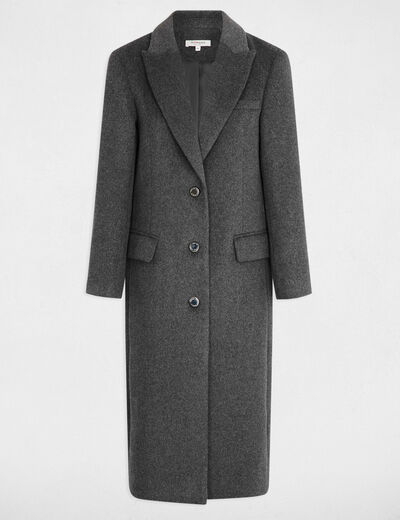 Abrigo largo abotonado gris anthracite mujer