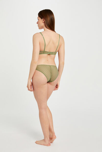 Slip de encaje verde caqui mujer