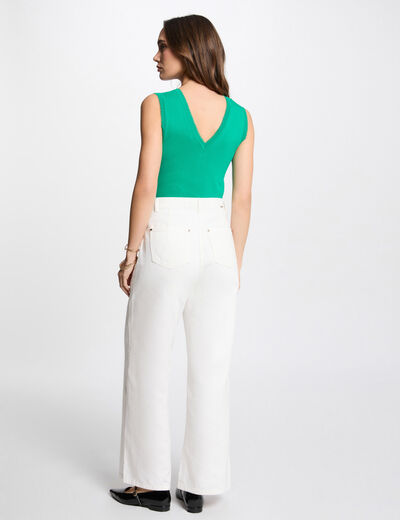 Jersey calado sin mangas verde emeralda mujer