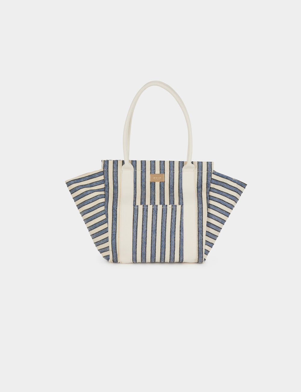 Bolso tote de rayas crudo mujer