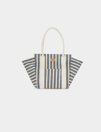 Bolso tote de rayas crudo mujer