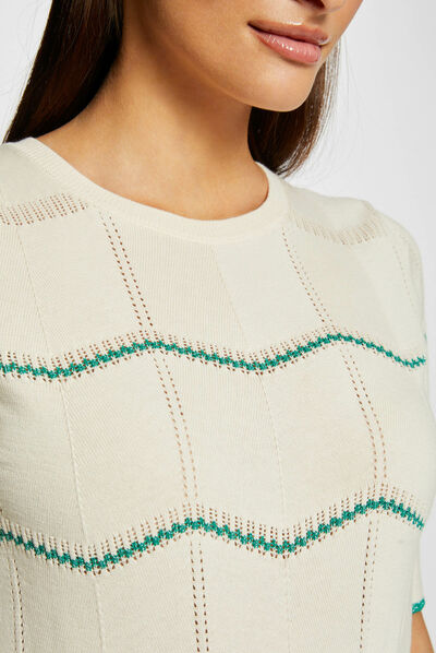 Jersey con manga corta con rayas verde mujer