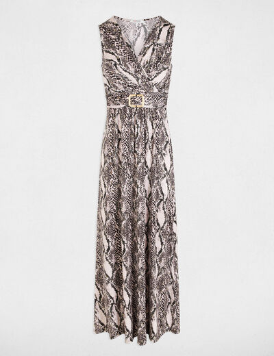 Vestido largo escote multicolor mujer