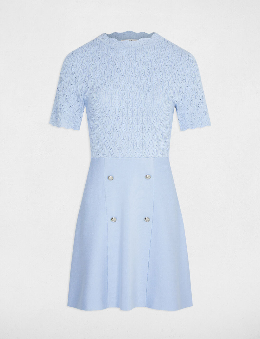 Vestido de punto corto. azul cielo mujer