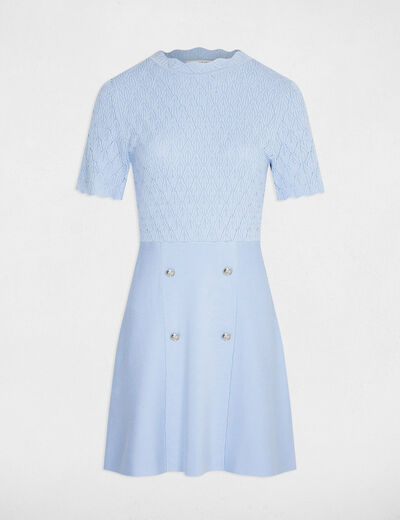 Vestido de punto corto. azul cielo mujer