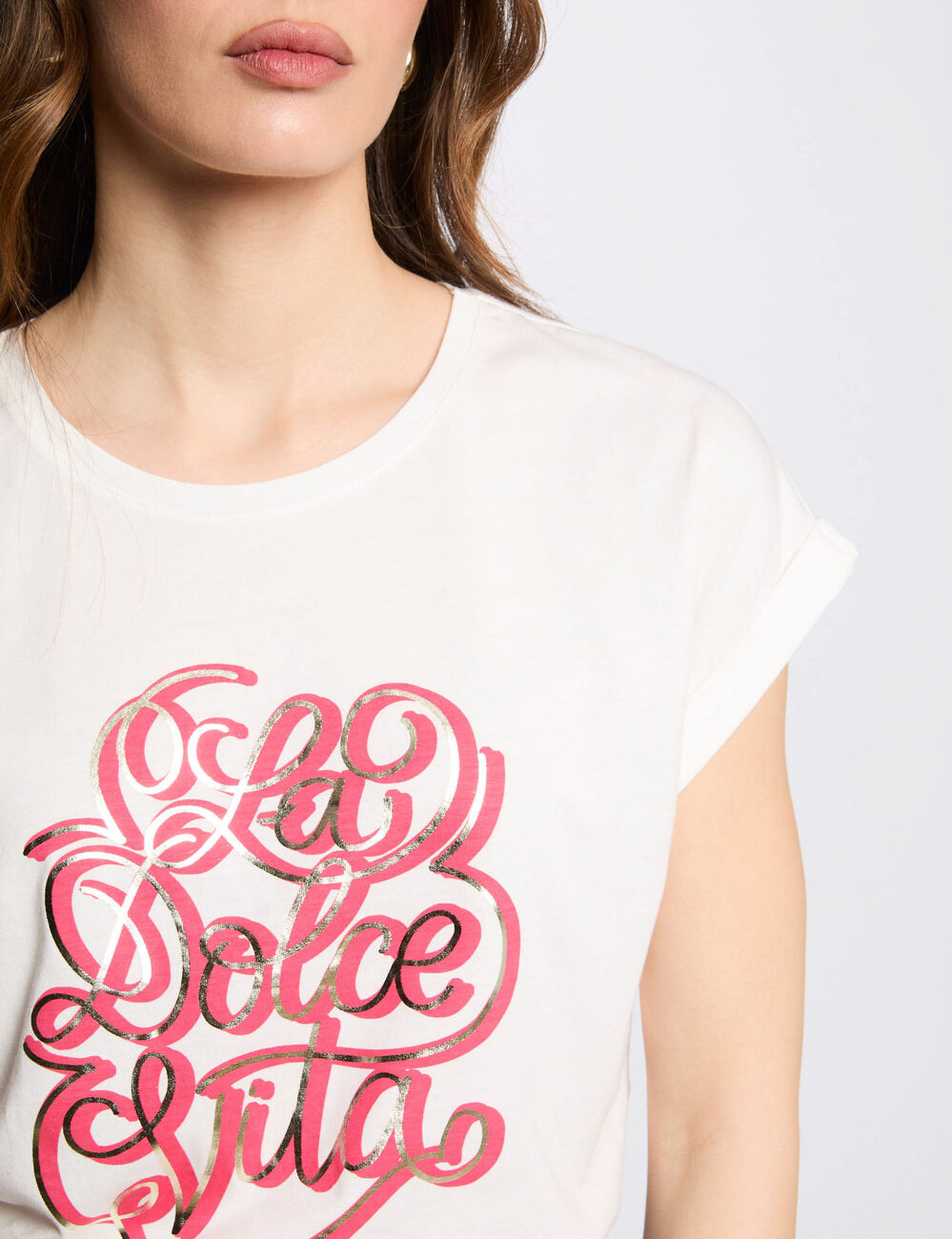 Camiseta con mensaje blanco mujer