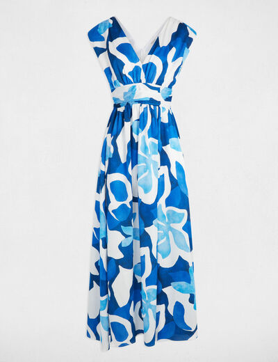 Vestido largo recto estampado multicolor mujer