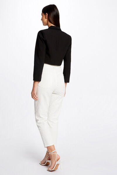 Chaqueta bolero recta manga 3/4 negro mujer