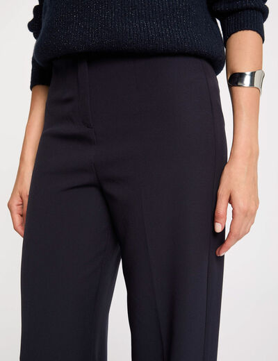 Pantalón recto con pinzas azul marino mujer