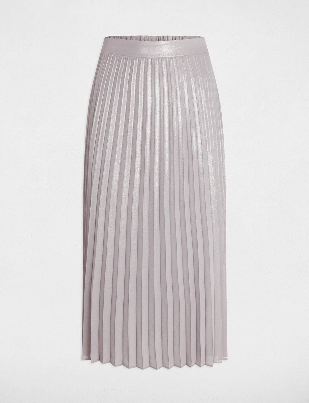 Falda larga plisada couleur argent mujer