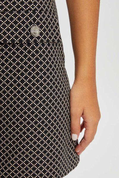 Falda recta estampado geométrico negro mujer