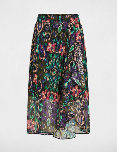 Falda cruzada estampada multicolor mujer