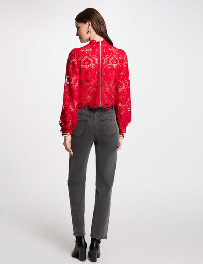 Blusa manga larga rojo mujer