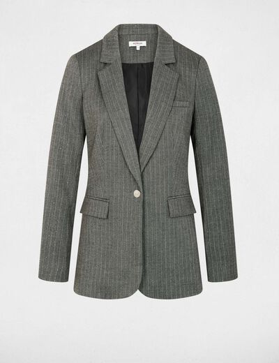 Chaqueta entallada de rayas gris moyen mujer