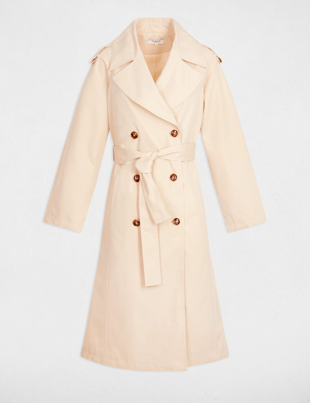Trench largo con cuello sastre arena mujer