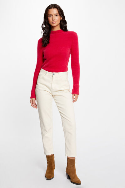 Jersey manga larga punto aterciopelado fucsia mujer