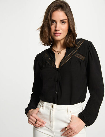 Camiseta manga larga negro mujer