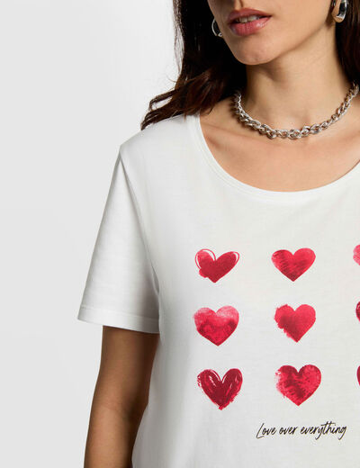 Camiseta cuello v manga corta blanco mujer
