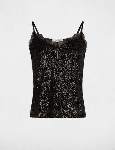 Top con tirantes finos negro mujer