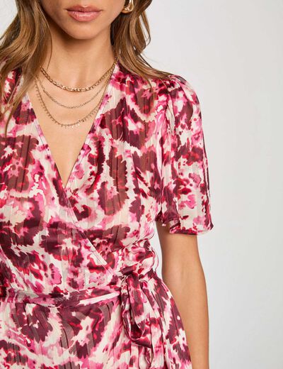 Vestido midi cruzado multicolor mujer
