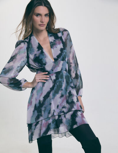 Vestido entallado estampado multicolor mujer