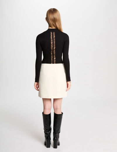 Falda recta con cremallera blanco mujer