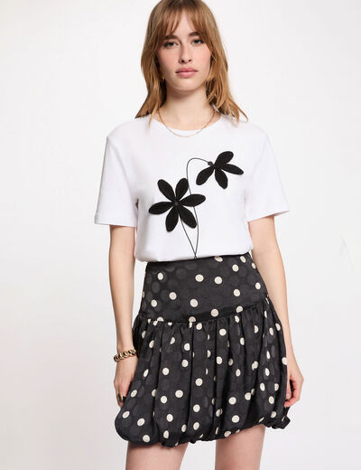 Falda globo estampada negro mujer