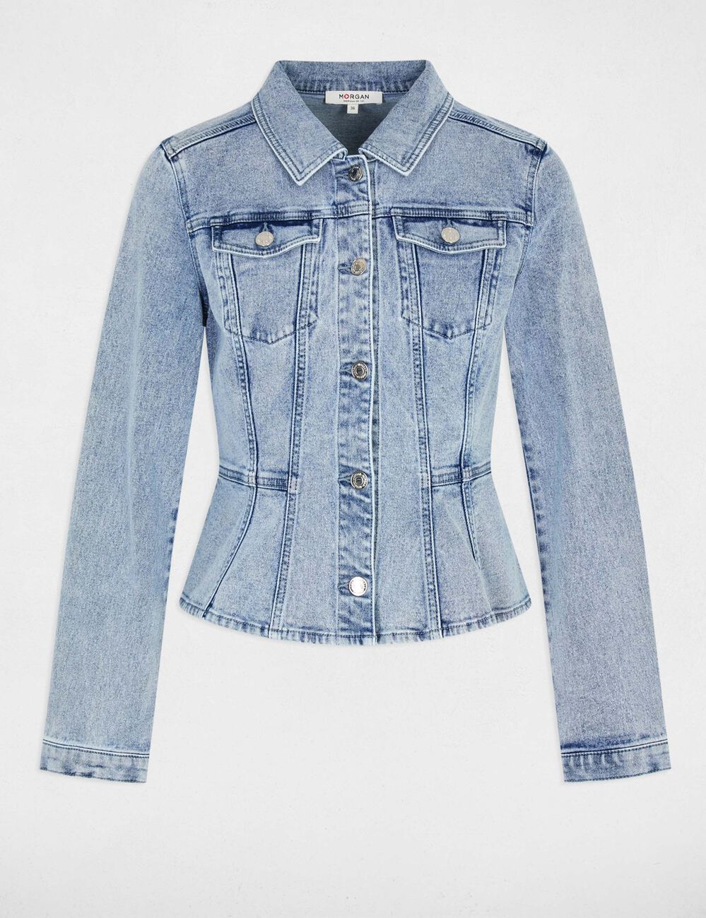 Chaqueta vaquera ajustada denim doble stone mujer