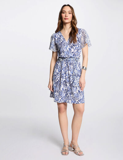 Vestido corto recto estampado multicolor mujer