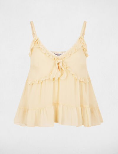 Top ajustado con detalles creme mujer