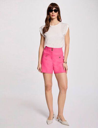 Short recto con pinzas rosa mujer