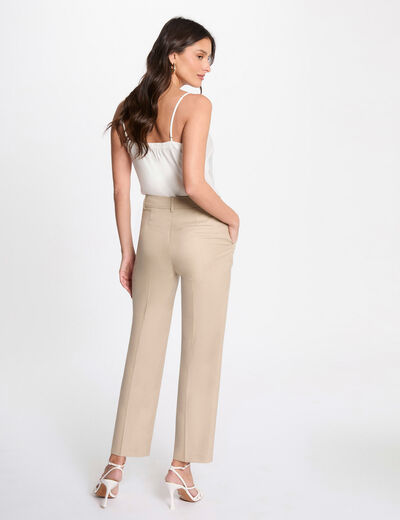 Pantalón recto marron clair mujer