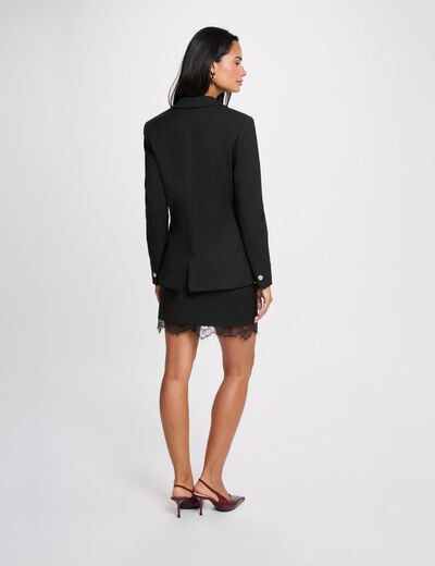 Blazer de rayas con cuello sastre negro mujer