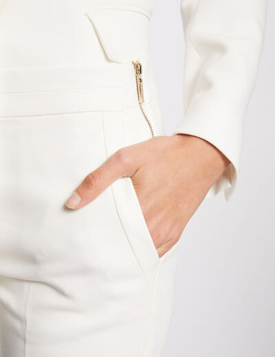 Pantalón cigarette estilo corto marfil mujer