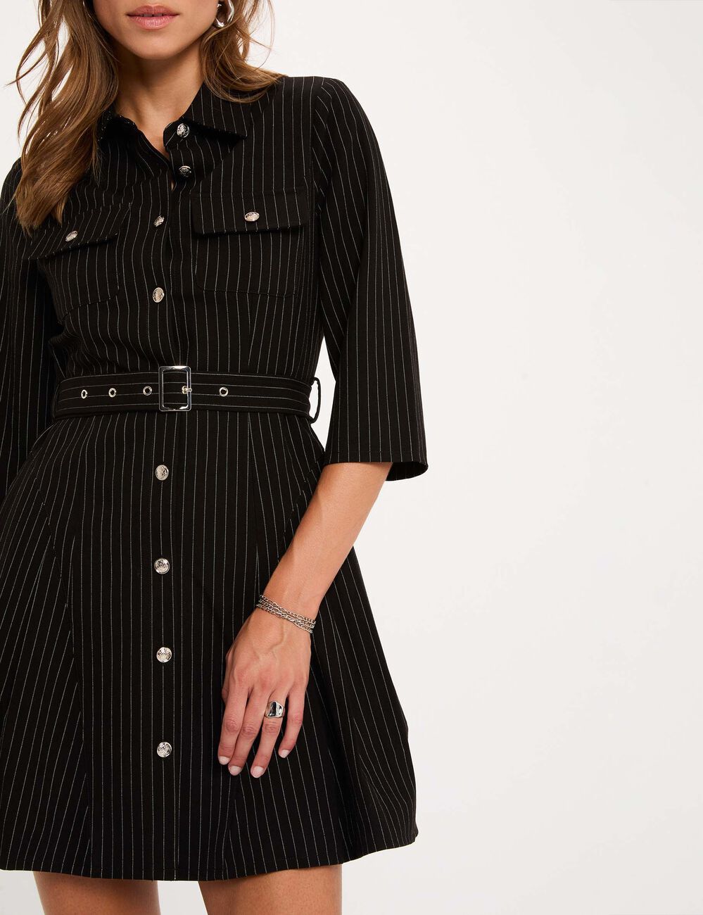 Vestido corto ajustado negro mujer